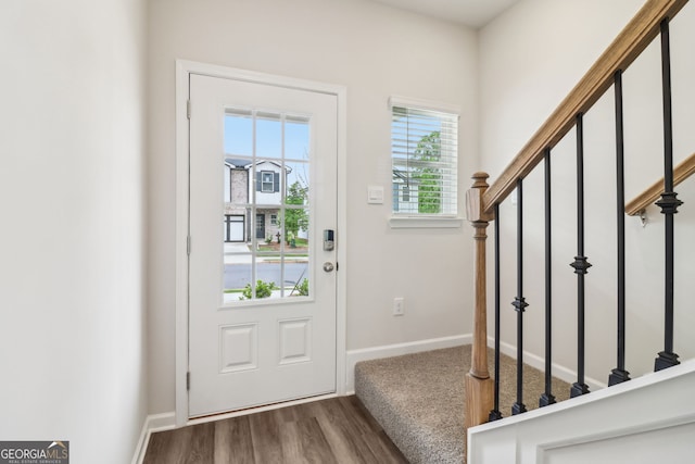 2762 Aralynn Way, College Park, GA 30337 - foyer featuring baseboards, stairs, and dark wood-style flooring