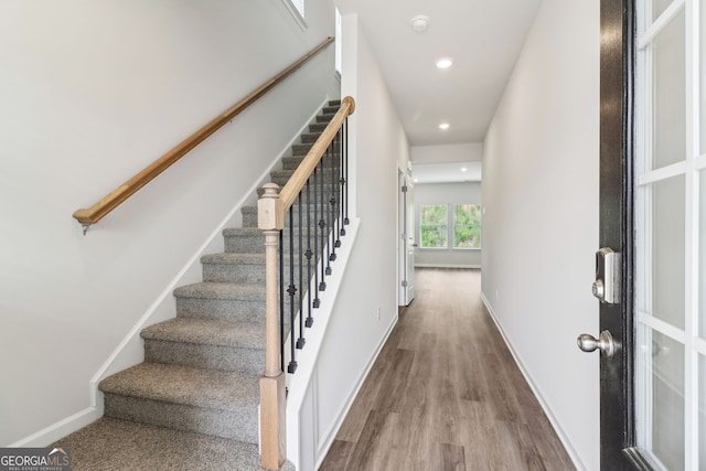 2762 Aralynn Way, College Park, GA 30337 - stairs with baseboards, recessed lighting, and wood finished floors