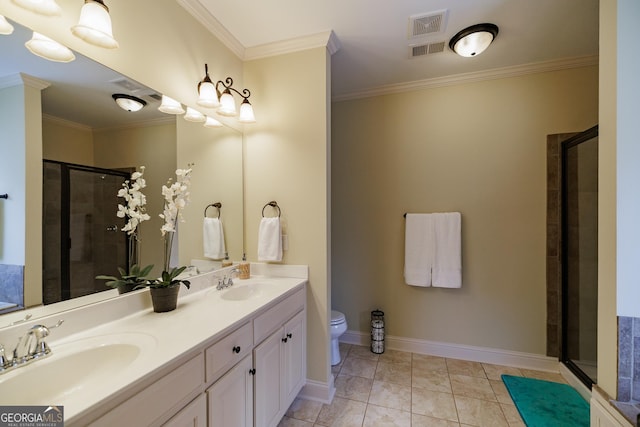 bathroom featuring a sink, a stall shower, and visible vents