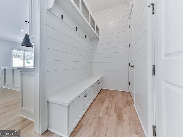mudroom with light wood-type flooring