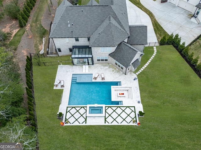 view of subject property featuring a pool area
