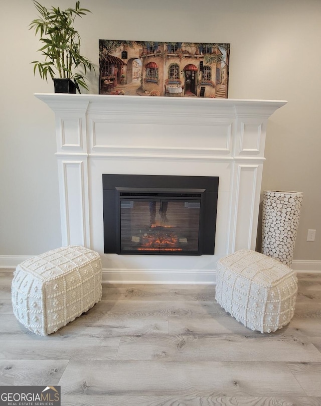 323 S Madison Ave, Monroe, GA 30655 - detailed view of wood finished floors, a glass covered fireplace, and baseboards