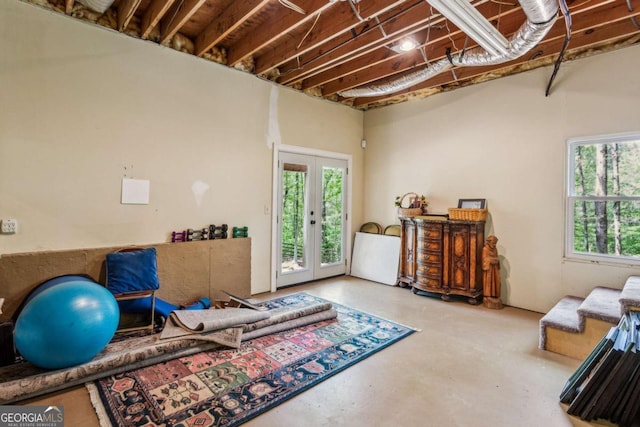 5876 Bridgemont Pl NW, Acworth, GA 30101 - workout area with a wealth of natural light and french doors