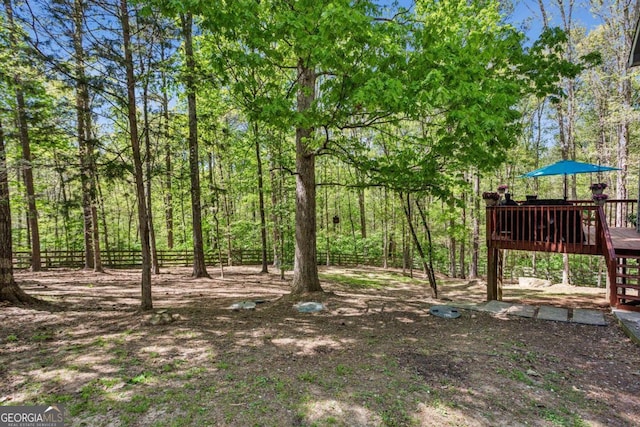 5876 Bridgemont Pl NW, Acworth, GA 30101 - view of yard with a wooden deck and fence