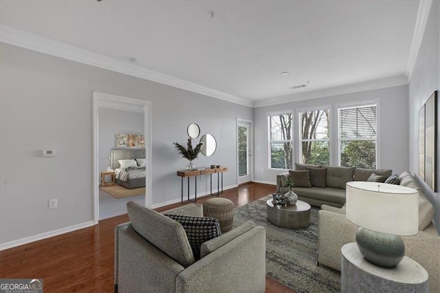 1850 Cotillion Dr Unit 4204, Dunwoody, GA 30338 - living area with baseboards, wood finished floors, and ornamental molding