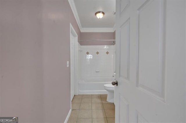 1850 Cotillion Dr Unit 4204, Dunwoody, GA 30338 - bathroom featuring tile patterned flooring, toilet, shower / bath combination, ornamental molding, and baseboards