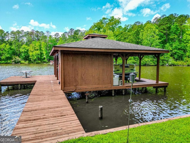 82 Dogwood Ct, Sparta, GA 31087 - view of dock with a forest view and a water view