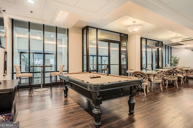 3481 Lakeside Dr NE Unit 1504, Atlanta, GA 30326 - recreation room with expansive windows, a wealth of natural light, dark wood-style flooring, and pool table