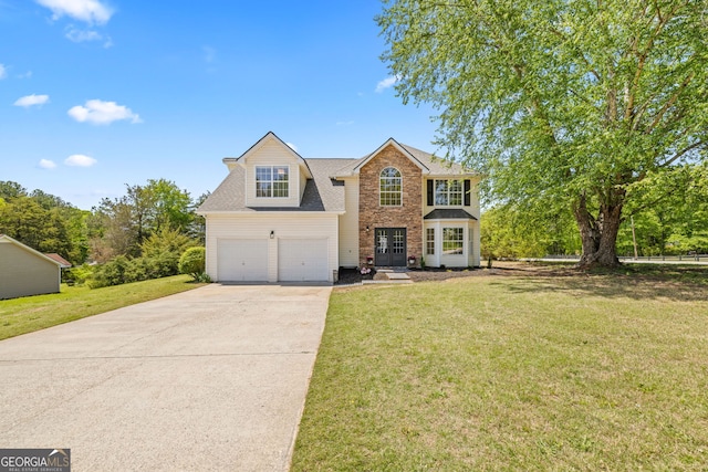 24 Hamilton Dr, Jefferson, GA 30549 - view of front of house featuring a garage, a front lawn, roof with shingles, and concrete driveway