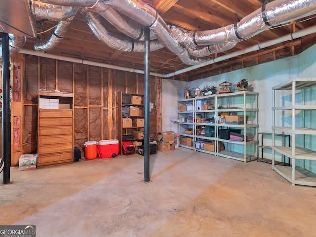 view of unfinished basement