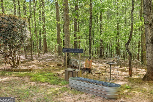 surrounding community with a wooded view