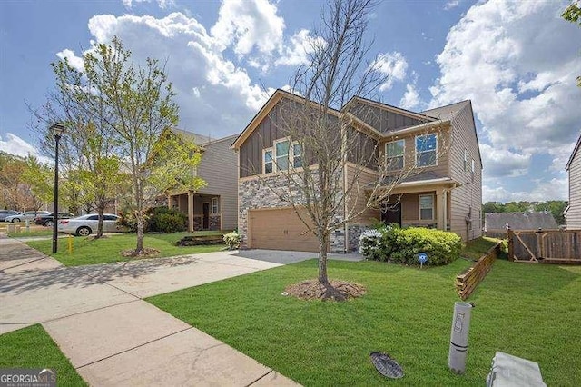 5015 Jack Dr, Decatur, GA 30035 - view of front of house with fence, driveway, a front yard, and a garage