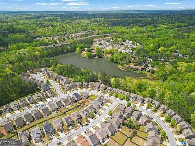 5015 Jack Dr, Decatur, GA 30035 - drone / aerial view featuring a residential view, a wooded view, and a water view