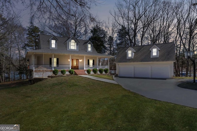 160 Keese Ln, Fair Play, SC 29643 - view of front of home with aphalt driveway, a porch, a yard, and a garage