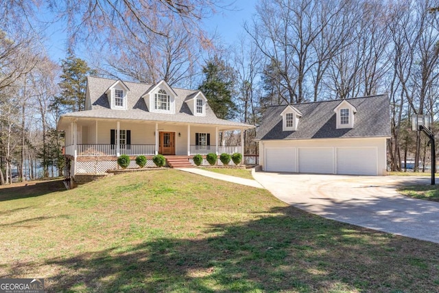 160 Keese Ln, Fair Play, SC 29643 - new england style home with covered porch, a front yard, and concrete driveway