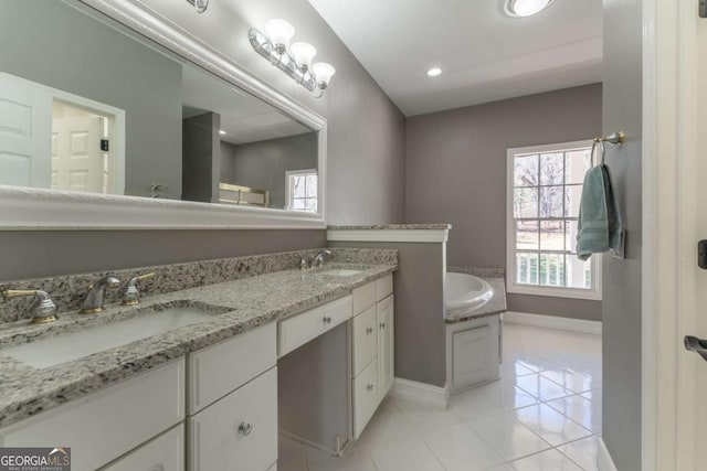 160 Keese Ln, Fair Play, SC 29643 - full bathroom featuring tile patterned flooring, plenty of natural light, baseboards, and a sink