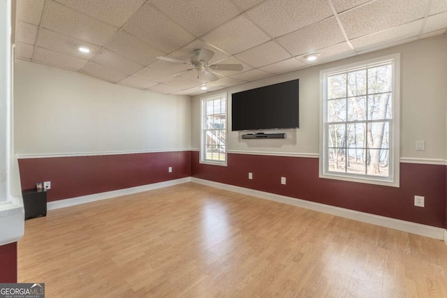 160 Keese Ln, Fair Play, SC 29643 - unfurnished room with ceiling fan, baseboards, wood finished floors, and a paneled ceiling