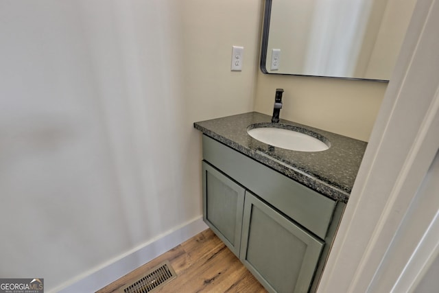 162 Forest Canopy Way, Clayton, GA 30525 - bathroom featuring vanity, wood finished floors, and visible vents