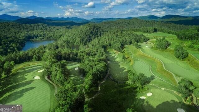 162 Forest Canopy Way, Clayton, GA 30525 - birds eye view of property featuring view of golf course, a wooded view, and a water and mountain view