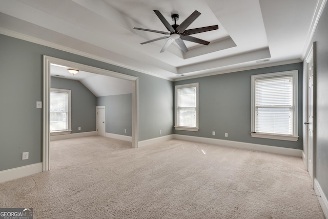 interior space featuring plenty of natural light, visible vents, light colored carpet, and ceiling fan