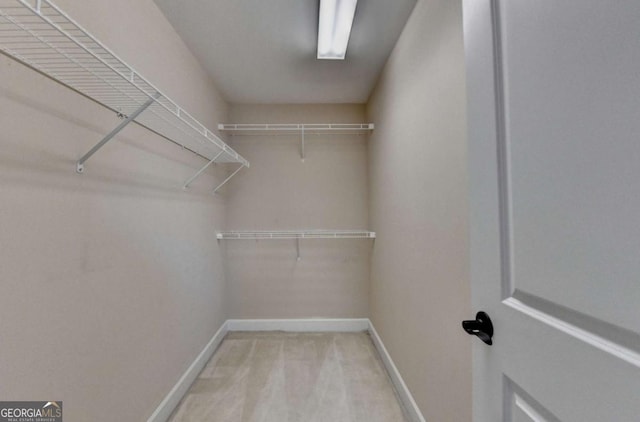 spacious closet with light colored carpet
