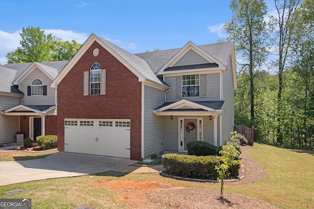5 Stony Oak Dr, Newnan, GA 30263 - traditional-style house with an attached garage, concrete driveway, and brick siding