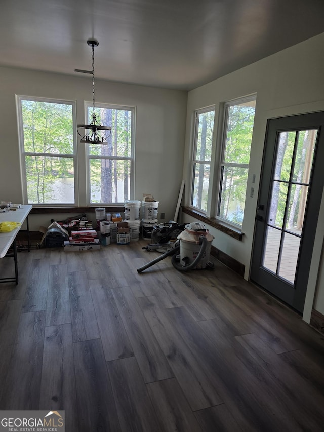 211 Lake Chase Dr N, Griffin, GA 30224 - dining area featuring dark wood-style floors, plenty of natural light, and a chandelier