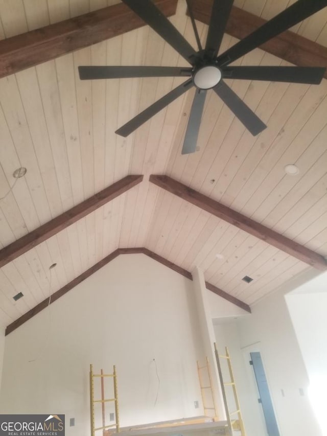 211 Lake Chase Dr N, Griffin, GA 30224 - detailed view of wooden ceiling with exposed beams and ceiling fan