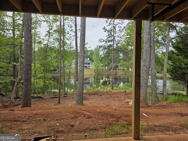 view of yard with a water view