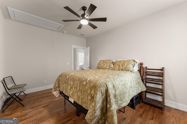 527 Abby, Clayton, GA 30525 - bedroom featuring attic access, wood finished floors, and a ceiling fan