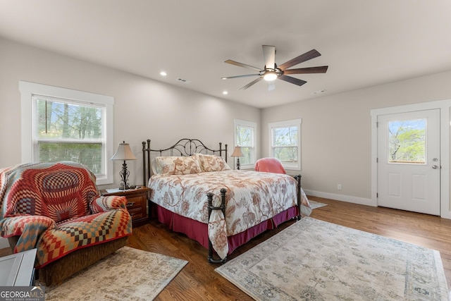 527 Abby, Clayton, GA 30525 - bedroom with recessed lighting, wood finished floors, and ceiling fan