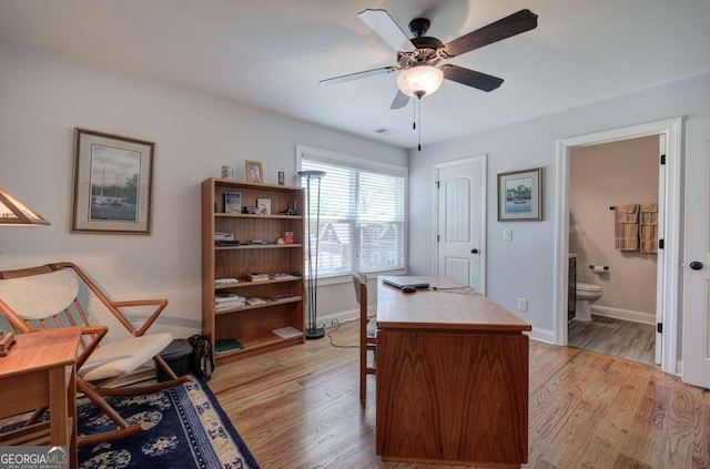17 Ivy Stone Ct SE, Cartersville, GA 30120 - office featuring baseboards, a ceiling fan, visible vents, and light wood-style floors