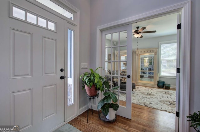 17 Ivy Stone Ct SE, Cartersville, GA 30120 - entryway with wood finished floors, baseboards, and ceiling fan