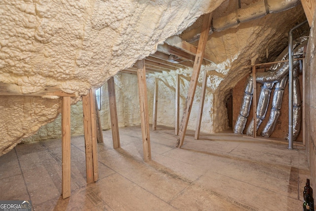 view of unfinished attic