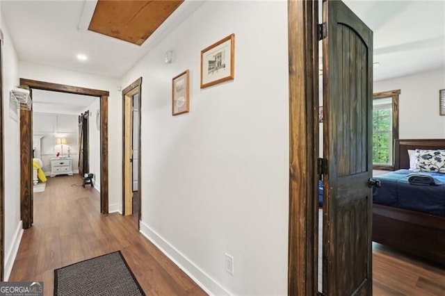 1060 Stephen St, Greensboro, GA 30642 - hallway featuring dark wood finished floors and recessed lighting