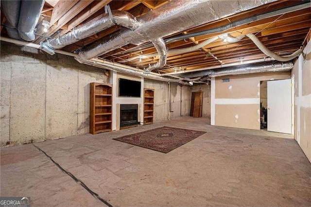 view of unfinished basement