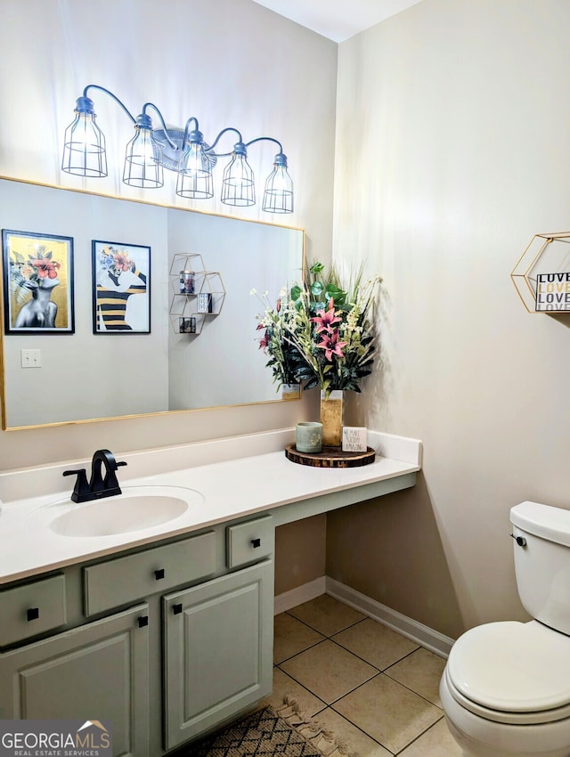 1581 Shetland Pony Ct NW, Suwanee, GA 30024 - bathroom with tile patterned floors, toilet, vanity, and baseboards