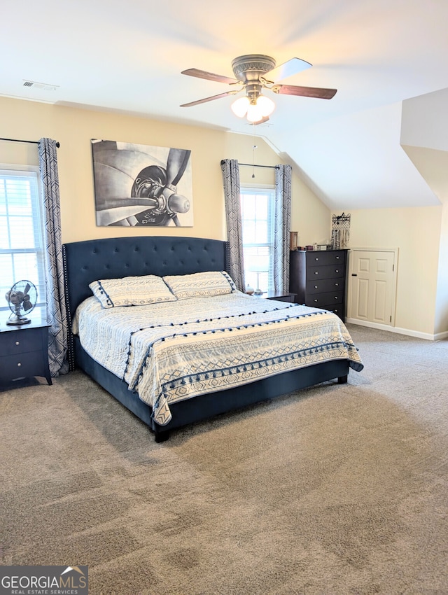 1581 Shetland Pony Ct NW, Suwanee, GA 30024 - carpeted bedroom featuring vaulted ceiling, a ceiling fan, and baseboards