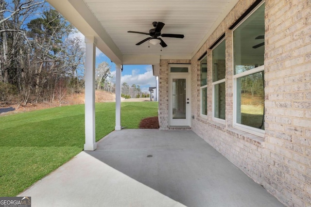 view of patio / terrace with a ceiling fan
