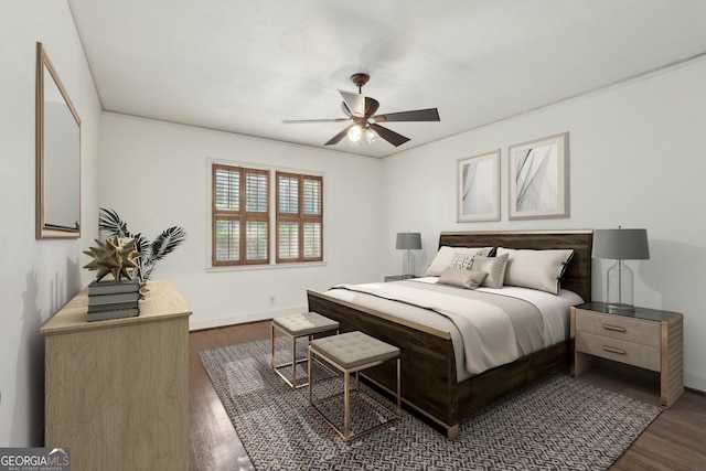 55 Delmont Dr NE Unit D1, Atlanta, GA 30305 - bedroom with dark wood-style floors and ceiling fan