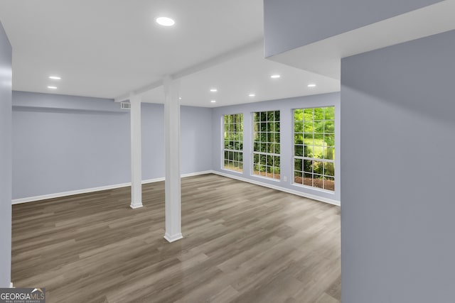 201 Oakdale Dr, Cornelia, GA 30531 - below grade area featuring recessed lighting, wood finished floors, and baseboards