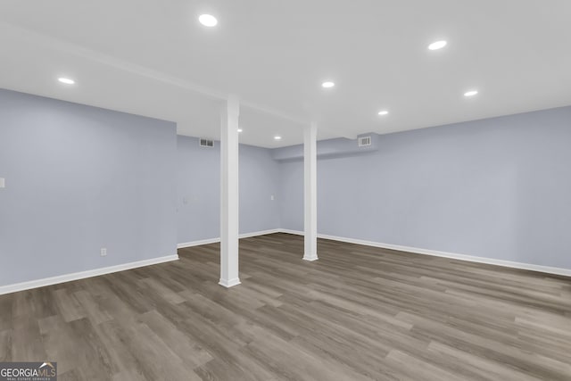 201 Oakdale Dr, Cornelia, GA 30531 - finished basement with baseboards, wood finished floors, and recessed lighting