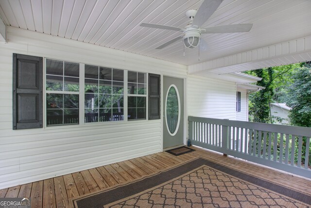201 Oakdale Dr, Cornelia, GA 30531 - deck featuring ceiling fan