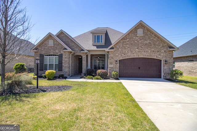 906 Abingdon Cv, Bonaire, GA 31005 - view of front of home featuring brick siding, a garage, and a front yard