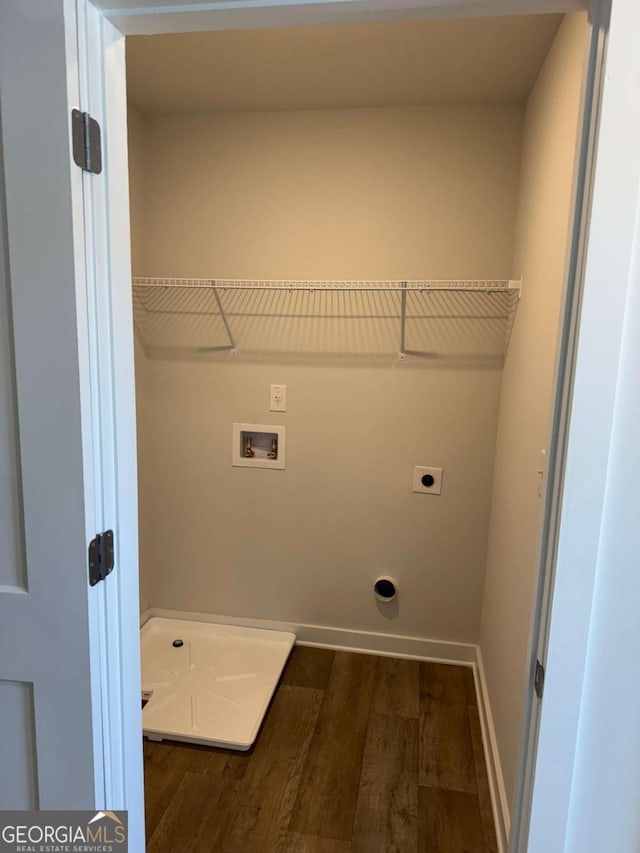 719 Windstream Dr Unit B61, Lagrange, GA 30241 - laundry area with wood finished floors, electric dryer hookup, laundry area, washer hookup, and baseboards