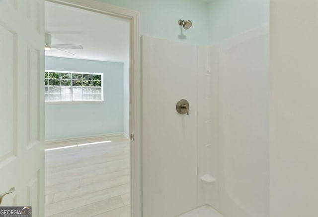 305 Stonecliff Ct, Stone Mountain, GA 30083 - full bathroom with a shower and wood finished floors