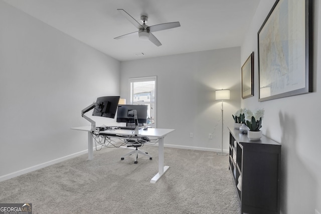 7108 Birch View Ct, Flowery Branch, GA 30542 - office featuring a ceiling fan and light carpet