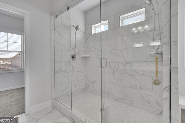 7108 Birch View Ct, Flowery Branch, GA 30542 - full bath featuring a shower stall and baseboards