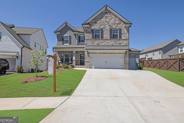 7108 Birch View Ct, Flowery Branch, GA 30542 - craftsman-style home featuring stone siding, a garage, and concrete driveway