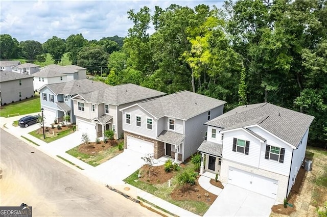 aerial view with a residential view